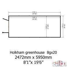 Shire Holkham 8x20 greenhouse floor plan and dimensions
