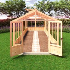 Shire Holkham 8x20 wooden greenhouse with open double doors