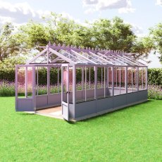 Shire Holkham 8x20 wooden greenhouse in a dark grey painted finish