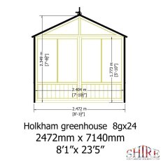 Shire Holkham 8x24 greenhouse internal dimensions diagram
