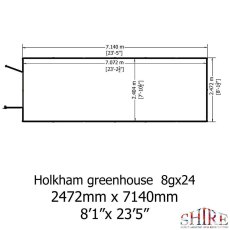 Shire Holkham 8x24 greenhouse floor plan and dimensions