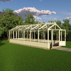 Shire Holkham 8x24 wooden greenhouse in a green painted finish