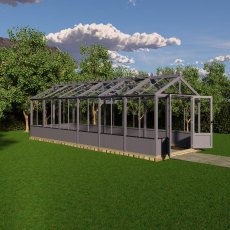 Shire Holkham 8x24 wooden greenhouse in a dark grey painted finish