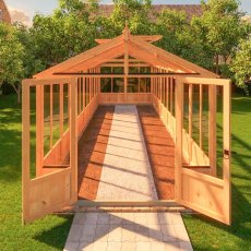 Shire Holkham 8x24 wooden greenhouse with open double doors