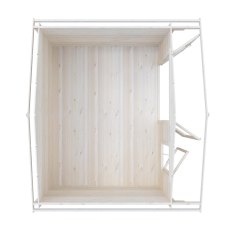 Top-down interior view showing empty floor layout of Shire Berryfield 13x10 log cabin