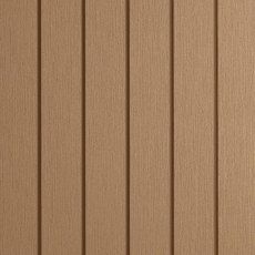 Close-up view of Shire Light-Neo composite decking in Gold showing fine grooved surface texture.