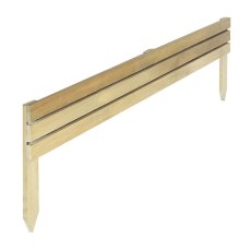 Angled studio view of Rowlinson Ledbury 1.2m wooden border edging with spiked feet on a white background.