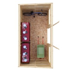Top-down aerial floor plan layout showing storage space in Shire 12x6 wooden shed
