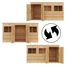 Modular door and window placement configuration options for Shire 12x6 pent shed