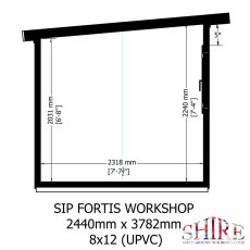12 x 8 Shire Fortis Insulated Workspace - Internal Dimensions