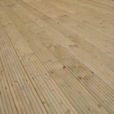 Close-up texture view of 28mm grooved wooden deckboards for Shire patio decking kit
