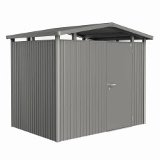 Biohort Panorama P2 metal garden shed 9x6 in quartz grey metallic single door
