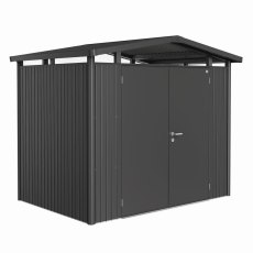 Biohort Panorama P2 metal shed 9x6 in dark grey metallic double door