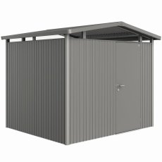Biohort Panorama P3 metal garden shed 9x8 in quartz grey metallic single door