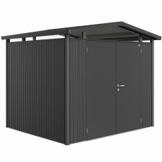 Biohort Panorama P3 metal shed 9x8 in dark grey metallic double door