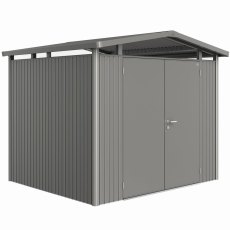 Biohort Panorama P3 metal garden shed 9x8 in quartz grey metallic