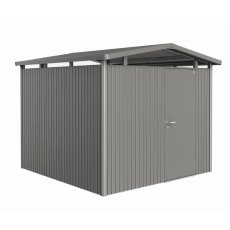 Biohort Panorama P4 metal garden shed 9x9 in quartz grey metallic single door