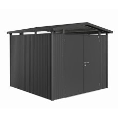 Biohort Panorama P4 metal shed 9x9 in dark grey metallic double door