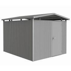 Biohort Panorama P5 metal garden shed 9x10 in quartz grey metallic single door