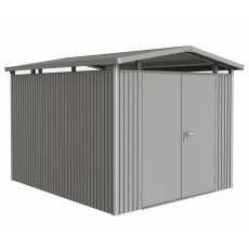 Biohort Panorama P5 metal garden shed 9x10 in quartz grey metallic