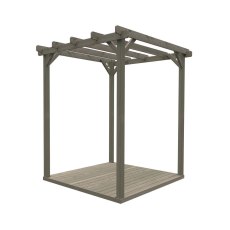 3D model of Shire 8x8 grey wooden pergola structure with built-in decking base on a white background