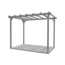 3D product model of Shire 12x8 grey wooden pergola structure with built-in decking base on a white background