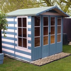 7 x 7 Shire Kensington Summerhouse - Painted in white and blue
