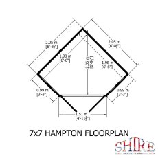 7x7 Shire Hampton Premium Corner Summerhouse