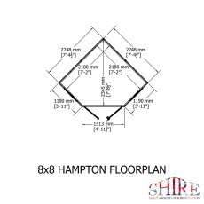 8x8 Shire Hampton Premium Corner Summerhouse - Floor Plan