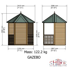 6 x 7 Shire Wpoden Gazebo Summerhouse external dimensions