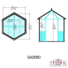 6 x 7 Shire Wpoden Gazebo Summerhouse internal  dimensions
