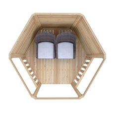 Top view of 6 x 7 wooden gazebo summerhouse with seating