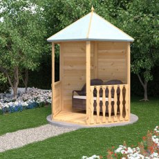 Angled view of Shire 6x7 timber gazebo and garden path