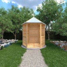 Frontal view of Shire 6x7 timber gazebo and garden path