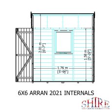 6 x 6 Shire Arran Shed - internal dimensions