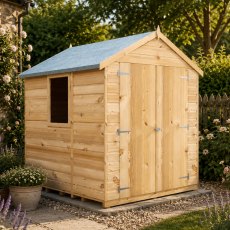6 x 6 Shire Arran Shed - in situ, angle view