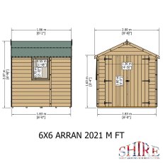 6 x 6 Shire Arran Shed - External dimensions