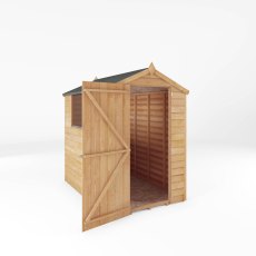 6x4 Mercia Overlap Shed - isolated angle view, doors open