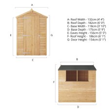6x4 Mercia Overlap Shed - dimensions