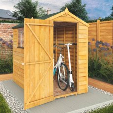 6x4 Mercia Overlap Shed - in situ, doors open