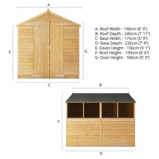 8 x 6 (2.37m x 1.78m) Mercia Overlap Shed - Diagram