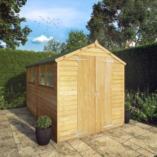 10x6 Mercia Overlap Shed - in situ, angle view, doors closed