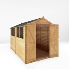 10x6 Mercia Overlap Shed - isolated angle view, doors open