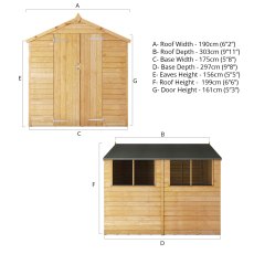 10x6 Mercia Overlap Shed - dimensions