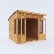 8x8 Mercia Helios Summerhouse - isolated angle view, doors open