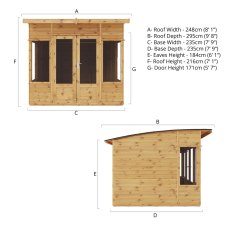 8x8 Mercia Helios Summerhouse - dimensions