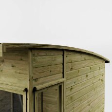 Curved roof detail of Mercia Helios summerhouse timber construction