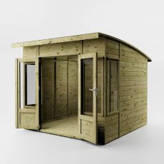 Mercia Helios 8x8 summerhouse front angled view with doors open