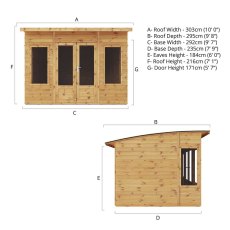 10x8 Mercia Helios Summerhouse - dimensions