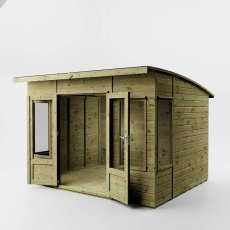 Mercia Helios 10x8 summerhouse showing double doors open and side window